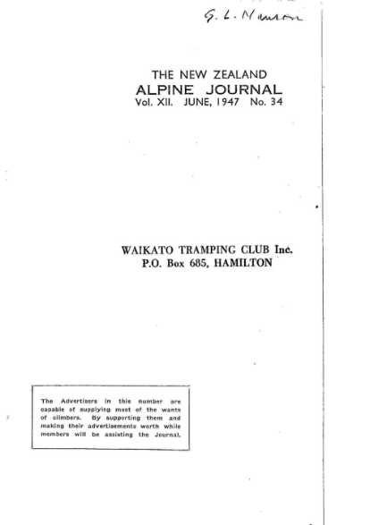 New Zealand Alpine Journal 1947 Vol 12 No 34 cover